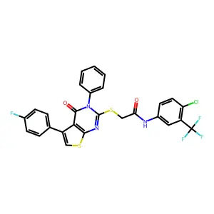 N-[4-chloro-3-(trifluoromethyl)phenyl]-2-[5-(4-fluorophenyl)-4-oxo-3-phenylthieno[2,3-d]pyrimidin-2-yl]sulfanylacetamide structure