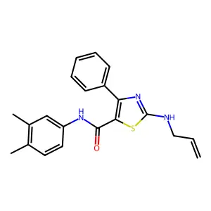 N-(3,4-dimethylphenyl)-4-phenyl-2-(prop-2-enylamino)-1,3-thiazole-5-carboxamide structure