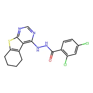 2,4-dichloro-N'-{8-thia-4,6-diazatricyclo[7.4.0.0^{2,7}]trideca-1(9),2,4,6-tetraen-3-yl}benzohydrazide structure