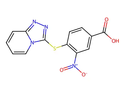3-Nitro-4-([1,2,4]triazolo[4,3-a]pyridin-3-ylsulfanyl)benzoic acid structure