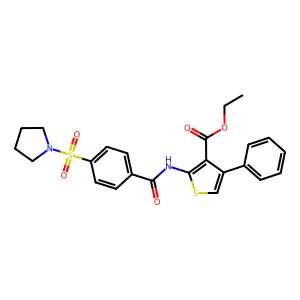 Ethyl 4-phenyl-2-(4-(pyrrolidin-1-ylsulfonyl)benzamido)thiophene-3-carboxylate structure