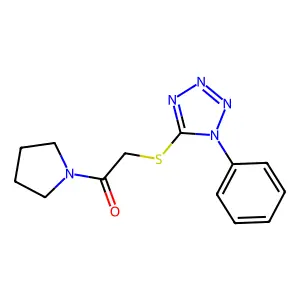 5-[(2-oxo-2-pyrrolidin-1-ylethyl)thio]-1-phenyl-1H-tetrazole structure