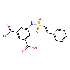 5-[[(E)-2-phenylethenyl]sulfonylamino]benzene-1,3-dicarboxylic acid structure