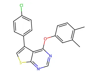 5-(4-Chlorophenyl)-4-(3,4-dimethylphenoxy)thieno[2,3-d]pyrimidine structure