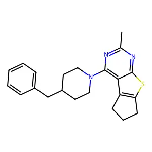 4-(4-benzyl-1-piperidinyl)-2-methyl-6,7-dihydro-5H-cyclopenta[4,5]thieno[2,3-d]pyrimidine structure