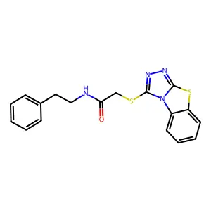 2-(benzo[4,5]thiazolo[2,3-c][1,2,4]triazol-3-ylthio)-N-phenethylacetamide structure