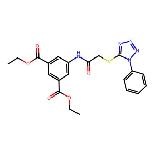 diethyl 5-(2-((1-phenyl-1H-tetrazol-5-yl)thio)acetamido)isophthalate structure