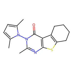 3-(2,5-dimethylpyrrol-1-yl)-2-methyl-5,6,7,8-tetrahydro-[1]benzothiolo[2,3-d]pyrimidin-4-one structure