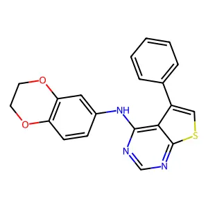 N-(2,3-dihydro-1,4-benzodioxin-6-yl)-5-phenylthieno[2,3-d]pyrimidin-4-amine structure