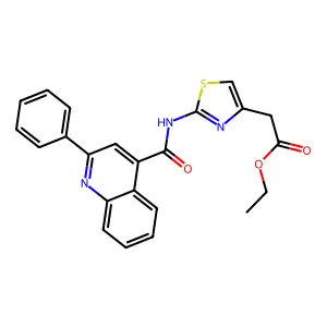 Ethyl (2-{[(2-phenylquinolin-4-yl)carbonyl]amino}-1,3-thiazol-4-yl)acetate structure