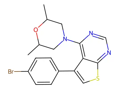 4-[5-(4-Bromophenyl)thieno[2,3-d]pyrimidin-4-yl]-2,6-dimethylmorpholine structure