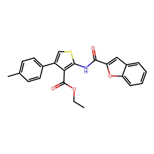 Ethyl 2-(1-benzofuran-2-carbonylamino)-4-(4-methylphenyl)thiophene-3-carboxylate structure