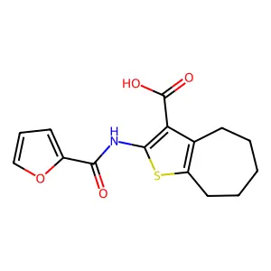 2-(2-furoylamino)-5,6,7,8-tetrahydro-4H-cyclohepta[b]thiophene-3-carboxylic acid structure