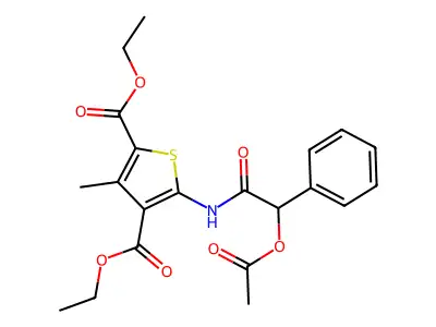 Diethyl 5-{[(acetyloxy)(phenyl)acetyl]amino}-3-methyl-2,4-thiophenedicarboxylate structure