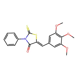 (Z)-3-phenyl-2-thioxo-5-(3,4,5-trimethoxybenzylidene)thiazolidin-4-one structure