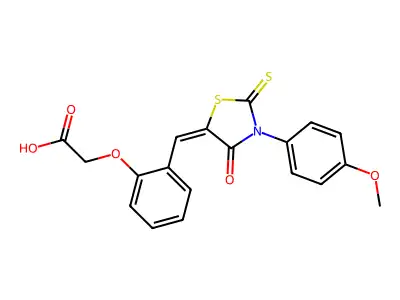 2-(2-{[(5E)-3-(4-methoxyphenyl)-4-oxo-2-sulfanylidene-1,3-thiazolidin-5-ylidene]methyl}phenoxy)acetic acid structure