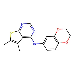 N-(2,3-dihydro-1,4-benzodioxin-6-yl)-5,6-dimethylthieno[2,3-d]pyrimidin-4-amine structure
