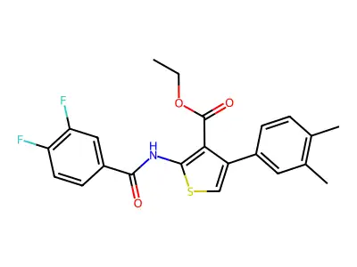 Ethyl 2-(3,4-difluorobenzamido)-4-(3,4-dimethylphenyl)thiophene-3-carboxylate structure