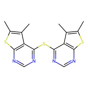 Bis(5,6-dimethylthieno[2,3-d]pyrimidin-4-yl)sulfane structure