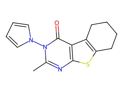 2-methyl-3-(1H-pyrrol-1-yl)-5,6,7,8-tetrahydro[1]benzothieno[2,3-d]pyrimidin-4(3H)-one structure