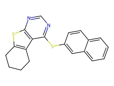 4-(2-Naphthylthio)-5,6,7,8-tetrahydro[1]benzothieno[2,3-d]pyrimidine structure