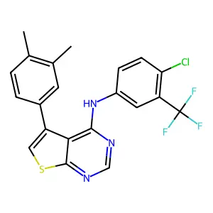 N-[4-chloro-3-(trifluoromethyl)phenyl]-5-(3,4-dimethylphenyl)thieno[2,3-d]pyrimidin-4-amine structure