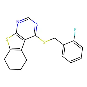 2-Fluorobenzyl 5,6,7,8-tetrahydro[1]benzothieno[2,3-d]pyrimidin-4-yl sulfide structure