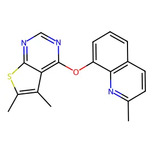 5,6-Dimethyl-4-((2-methylquinolin-8-yl)oxy)thieno[2,3-d]pyrimidine structure