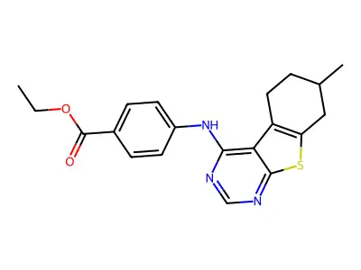 ethyl 4-((7-methyl-5,6,7,8-tetrahydrobenzo[4,5]thieno[2,3-d]pyrimidin-4-yl)amino)benzoate structure