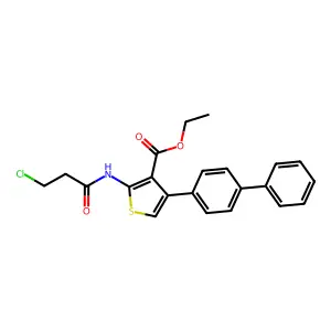 Ethyl 4-([1,1'-biphenyl]-4-yl)-2-(3-chloropropanamido)thiophene-3-carboxylate structure