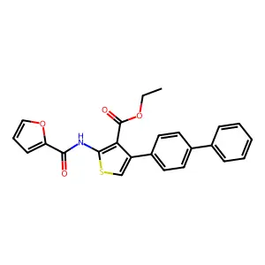 Ethyl 2-(2-furylcarbonylamino)-4-(4-phenylphenyl)thiophene-3-carboxylate structure