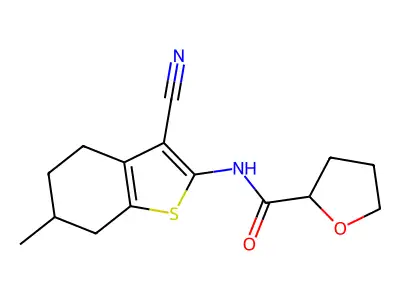 N-(3-cyano-6-methyl-4,5,6,7-tetrahydro-1-benzothiophen-2-yl)oxolane-2-carboxamide structure