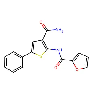 N-(3-carbamoyl-5-phenylthiophen-2-yl)furan-2-carboxamide structure