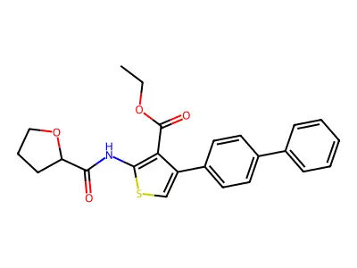 Ethyl 2-(oxolan-2-ylcarbonylamino)-4-(4-phenylphenyl)thiophene-3-carboxylate structure