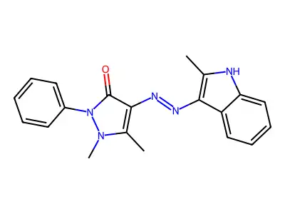 1,5-dimethyl-4-[(2Z)-2-(2-methylindol-3-ylidene)hydrazinyl]-2-phenylpyrazol-3-one structure