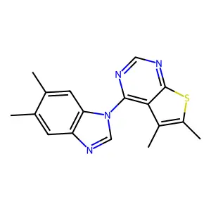 1-{5,6-dimethylthieno[2,3-d]pyrimidin-4-yl}-5,6-dimethyl-1H-1,3-benzodiazole structure
