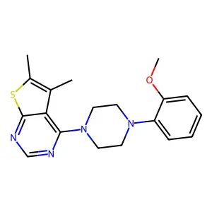 1-{5,6-Dimethylthieno[2,3-d]pyrimidin-4-yl}-4-(2-methoxyphenyl)piperazine structure