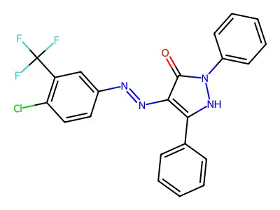 (Z)-4-(2-(4-chloro-3-(trifluoromethyl)phenyl)hydrazono)-1,3-diphenyl-1H-pyrazol-5(4H)-one structure