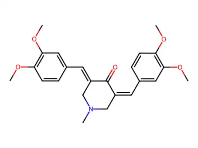 (3Z,5E)-3,5-bis(3,4-dimethoxybenzylidene)-1-methylpiperidin-4-one structure