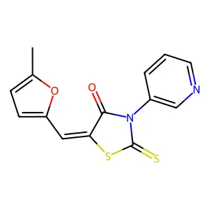 (E)-5-((5-methylfuran-2-yl)methylene)-3-(pyridin-3-yl)-2-thioxothiazolidin-4-one structure