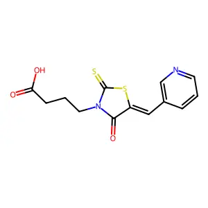 4-(4-Oxo-5-pyridin-3-ylmethylene-2-thioxo-thiazolidin-3-yl)-butyric acid structure