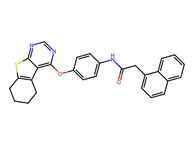 2-(1-naphthyl)-N-[4-(5,6,7,8-tetrahydro[1]benzothieno[2,3-d]pyrimidin-4-yloxy)phenyl]acetamide structure