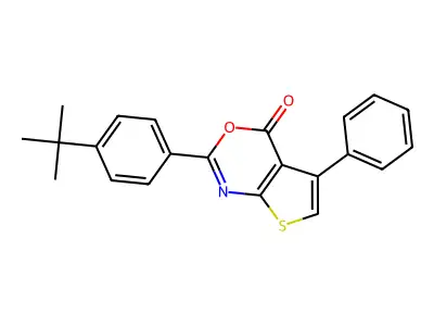 2-(4-tert-butylphenyl)-5-phenyl-4H-thieno[2,3-d][1,3]oxazin-4-one structure