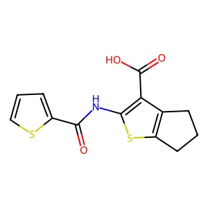 2-(thiophene-2-amido)-4H,5H,6H-cyclopenta[b]thiophene-3-carboxylic acid structure