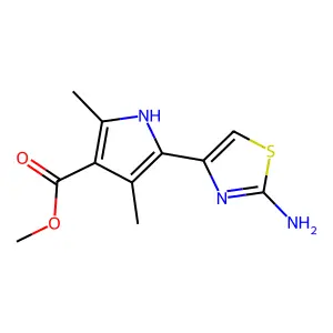 Methyl 5-(2-amino-1,3-thiazol-4-yl)-2,4-dimethyl-1H-pyrrole-3-carboxylate structure