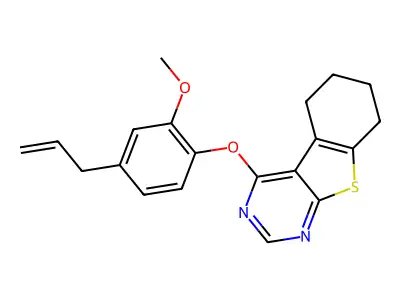 4-(2-methoxy-4-prop-2-enylphenoxy)-5,6,7,8-tetrahydro-[1]benzothiolo[2,3-d]pyrimidine structure