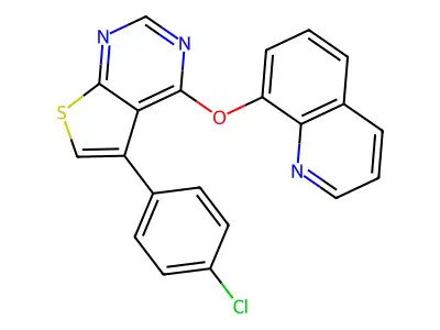 8-{[5-(4-Chlorophenyl)thieno[2,3-d]pyrimidin-4-yl]oxy}quinoline structure