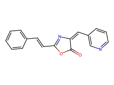 2-(2-Phenylethenyl)-4-(pyridin-3-ylmethylidene)-1,3-oxazol-5-one structure