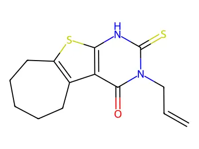 3-allyl-2-mercapto-3,5,6,7,8,9-hexahydro-4H-cyclohepta[4,5]thieno[2,3-d]pyrimidin-4-one structure