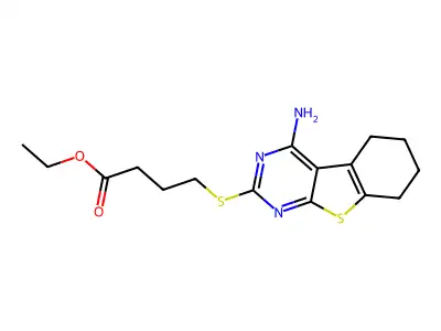 ethyl 4-[(4-amino-5,6,7,8-tetrahydro[1]benzothieno[2,3-d]pyrimidin-2-yl)sulfanyl]butanoate structure